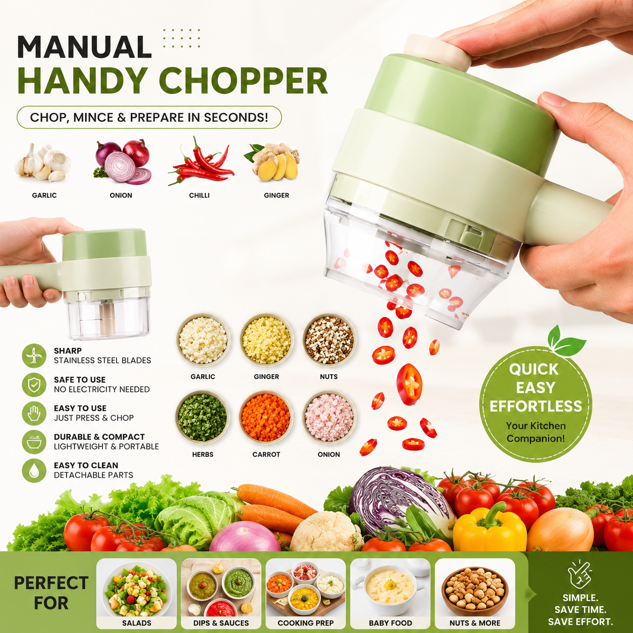 Rechargeable Hammer Chopper Electric Food & Vegetable Chopper