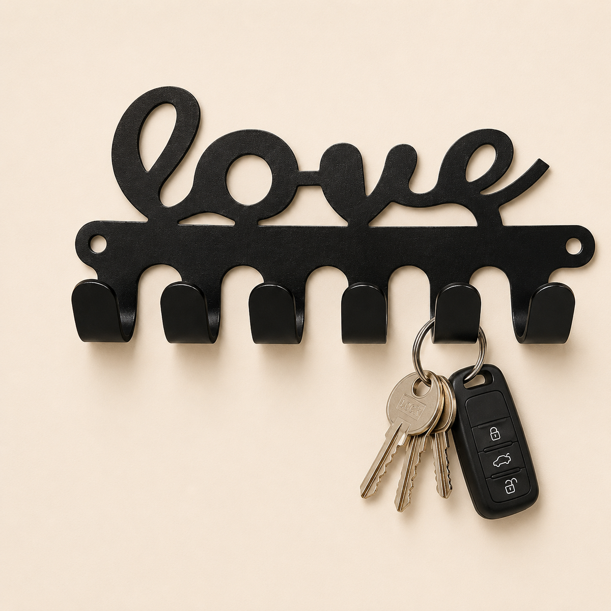 Wall Mounted Metal Key Holder – 6 Hooks