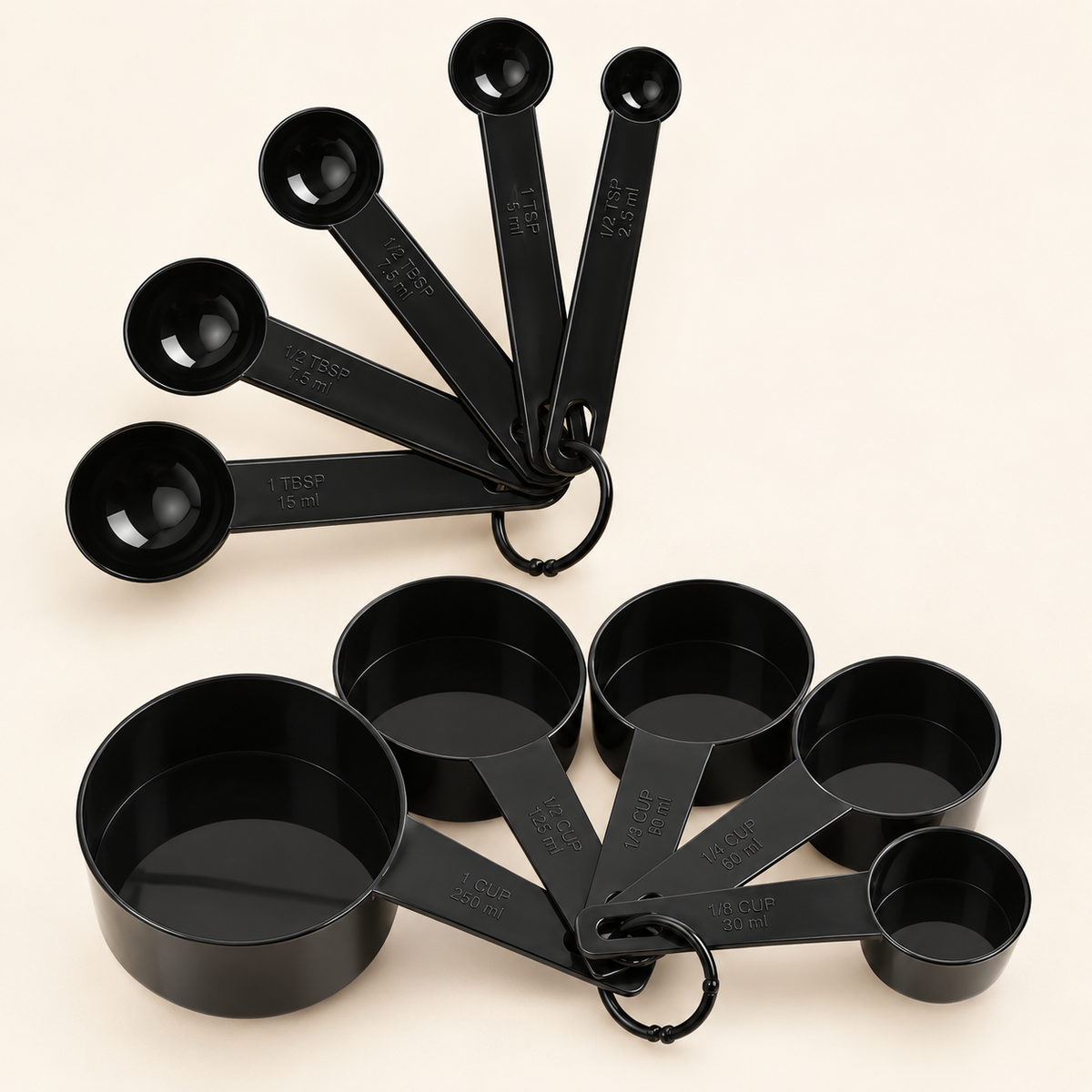 Black Regular Measuring Cups & Spoons Set
