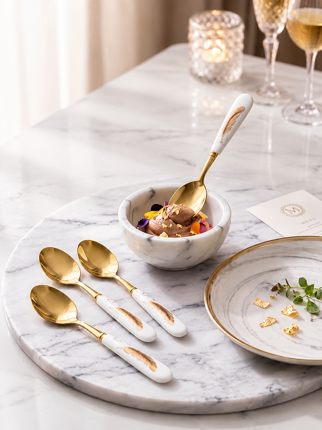 4-Piece Marble Design Spoon Set
