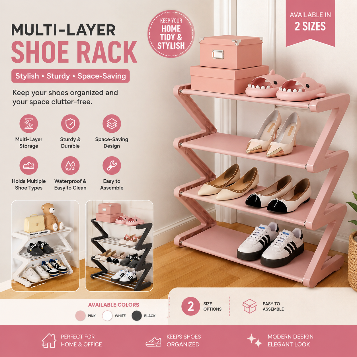 Multi Layer Shoe Rack Space Saving Shoe Organizer