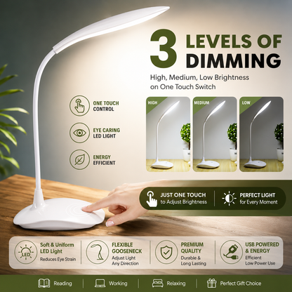 Portable Touch Control Desk Lamp 3 Brightness Levels
