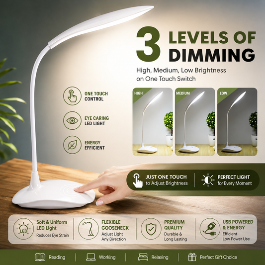 Portable Touch Control Desk Lamp 3 Brightness Levels