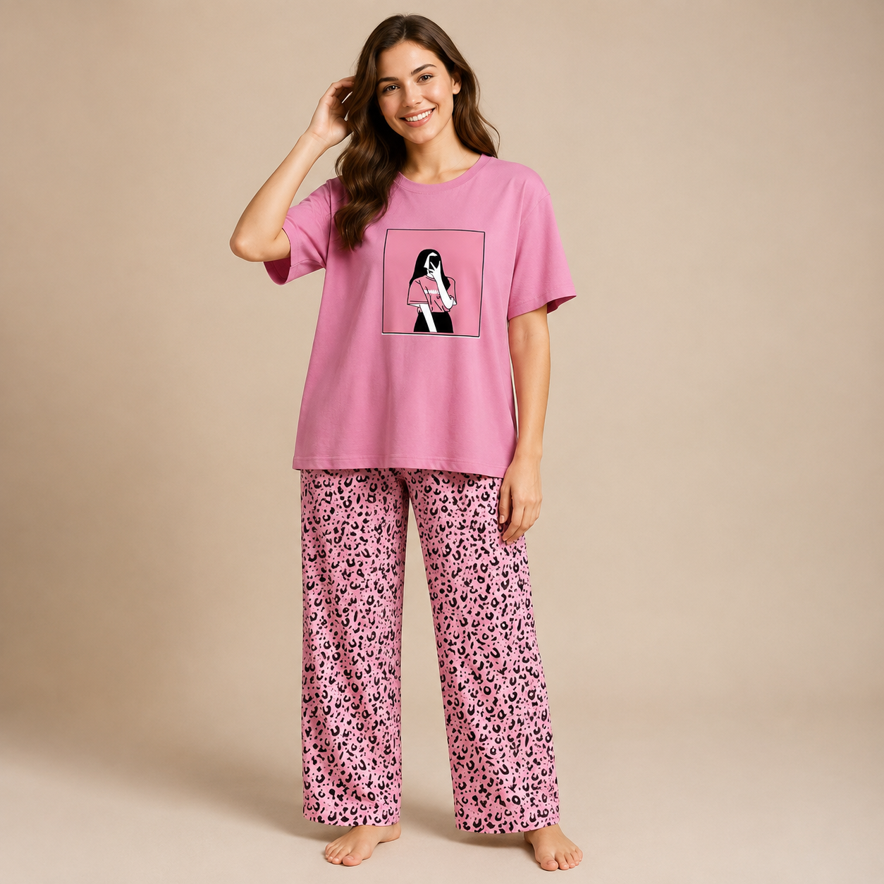 Printed Heart Night Suit