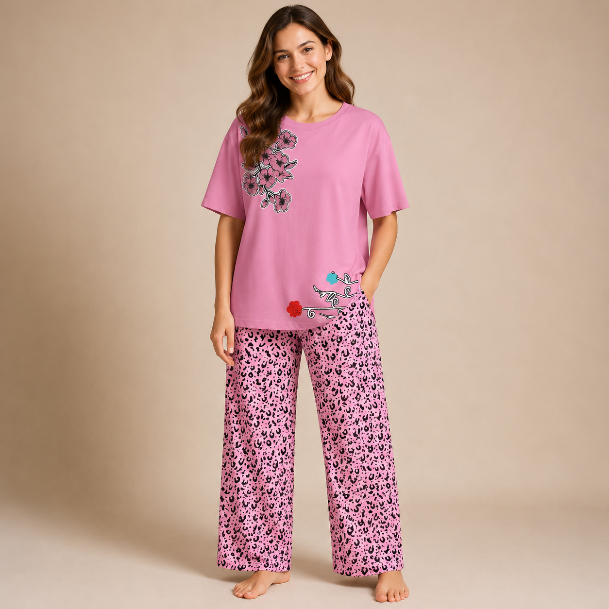 Printed Heart Night Suit