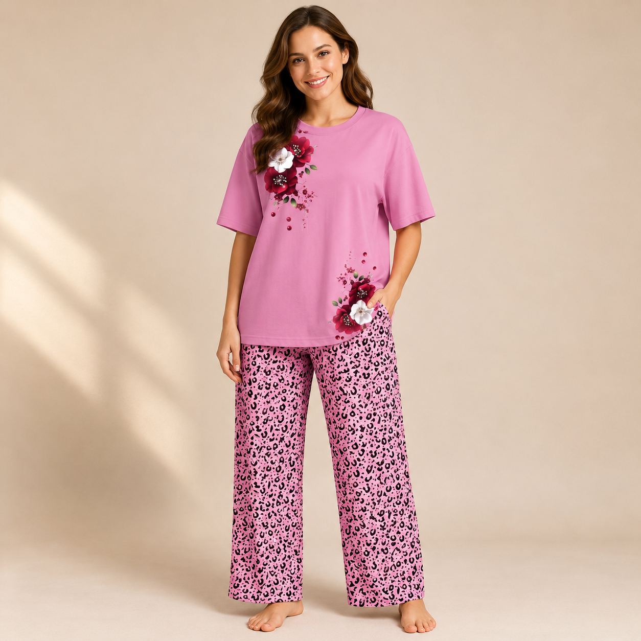Printed Heart Night Suit