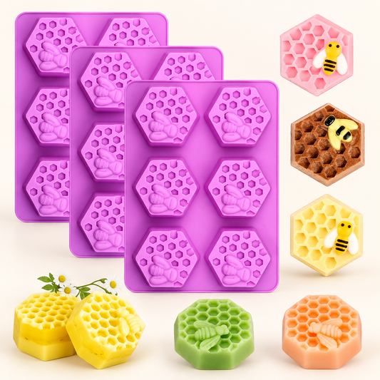 6 Cavity Hexagon Honeycomb Silicone Soap Mold