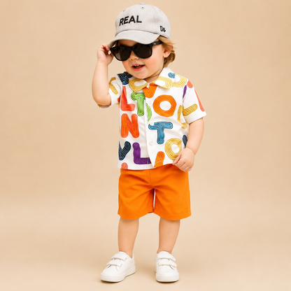 Kids Printed Shirt & Shorts Set