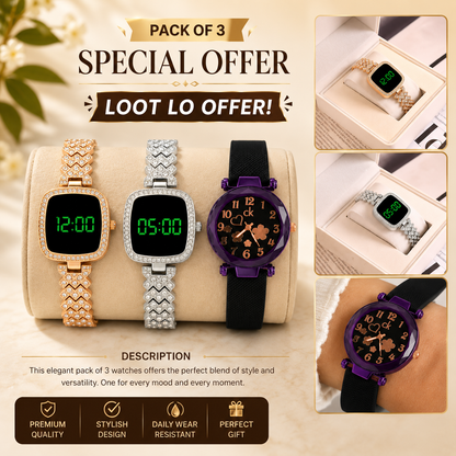 Pack of 3 Stylish Watches Special Offer