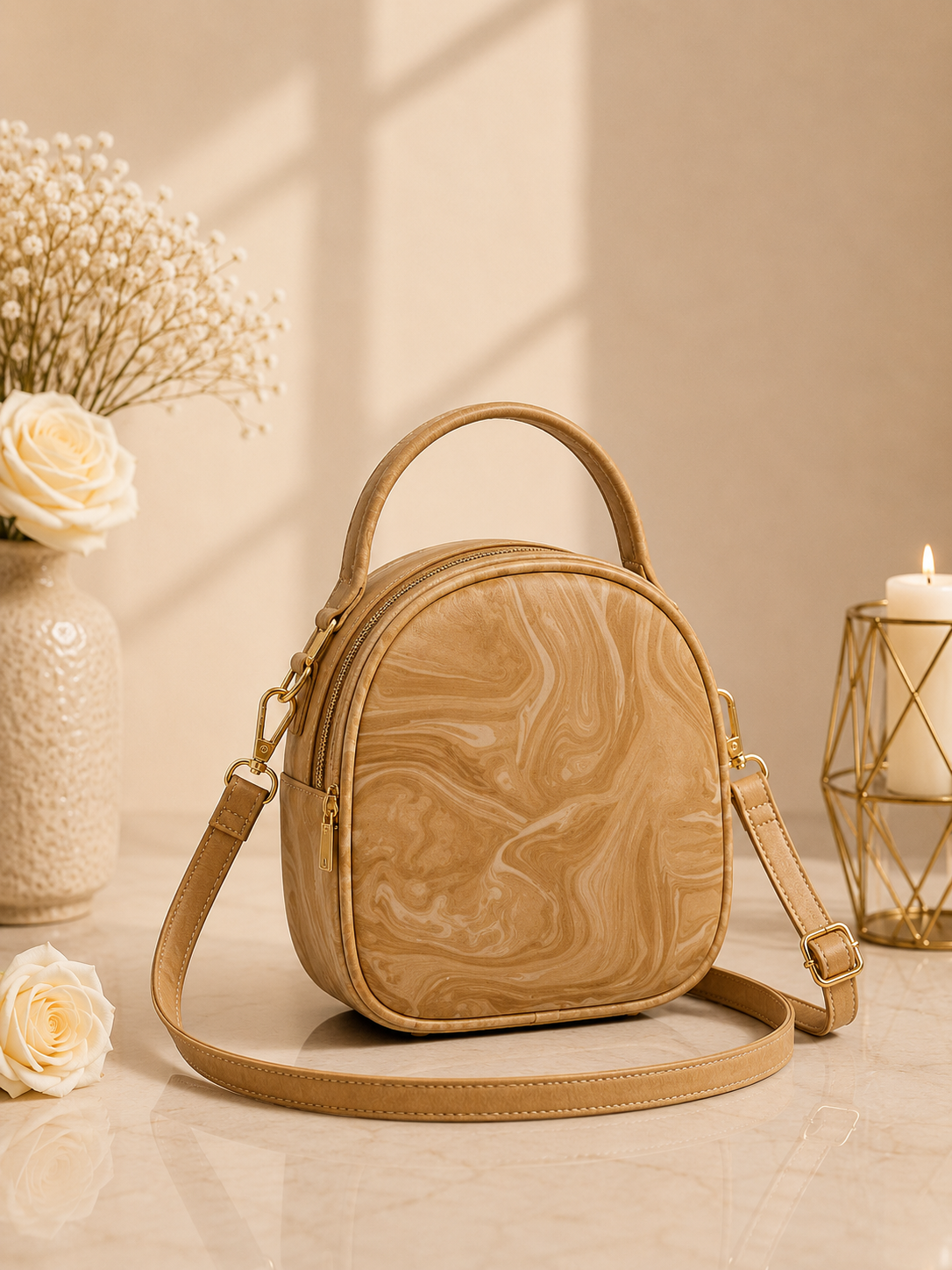 Travel & Hand Carry Marble Design Handbag