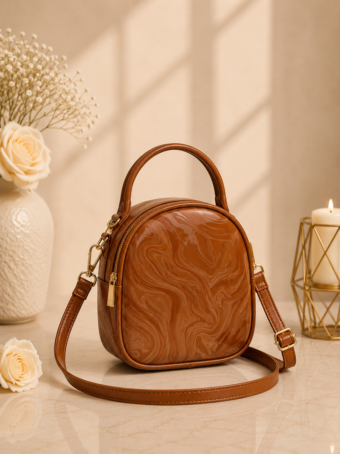Travel & Hand Carry Marble Design Handbag