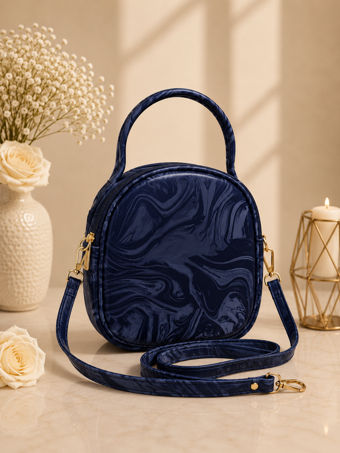 Travel & Hand Carry Marble Design Handbag