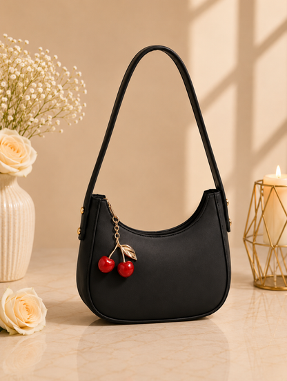 Moon Style Crossbody Bag with Cherry Keychain