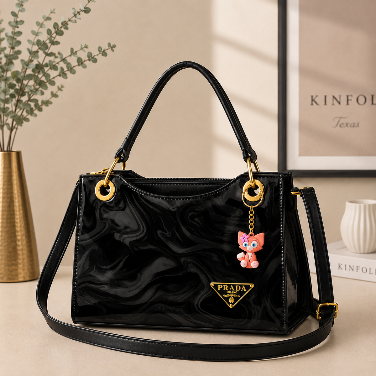 Prada Handbag with Premium Keychain