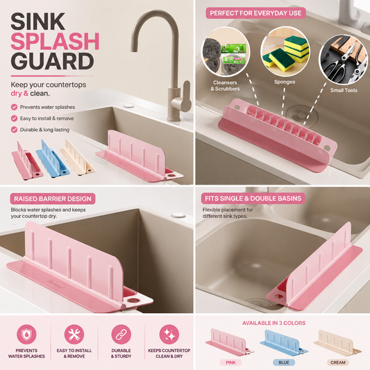 Silicone Sink Splash Guard – Kitchen Sink Water Barrier