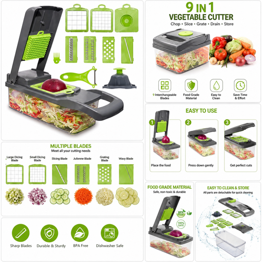 14 in 1 Multifunctional Vegetable Chopper Cutter, Dicer & Slicer