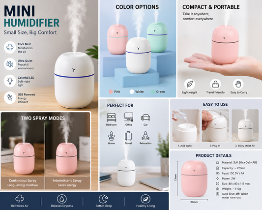 Mini USB Portable Egg Shaped Humidifier Compact Air Mist