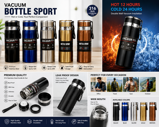 Ultra Premium Sport Vacuum Bottle 1000ML Stainless Steel