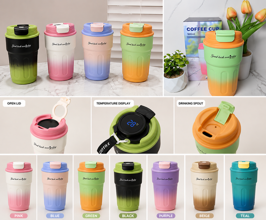 LED Temperature Display Stainless Steel Coffee Mug 500ML
