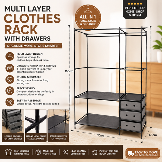 Double Row Multi Functional Dustproof Coat & Shoe Rack