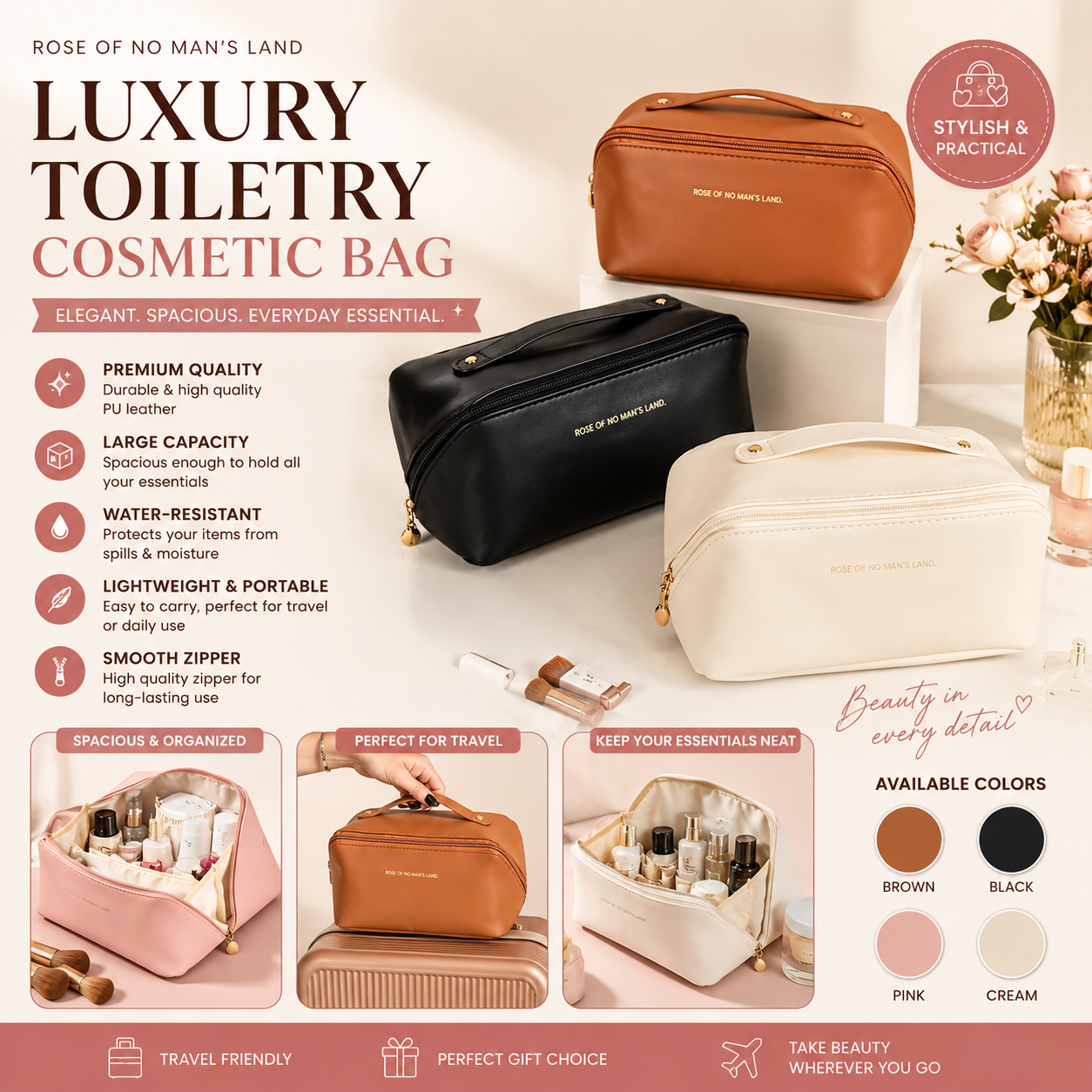 Toiletry & Cosmetic Bag Travel Organizer