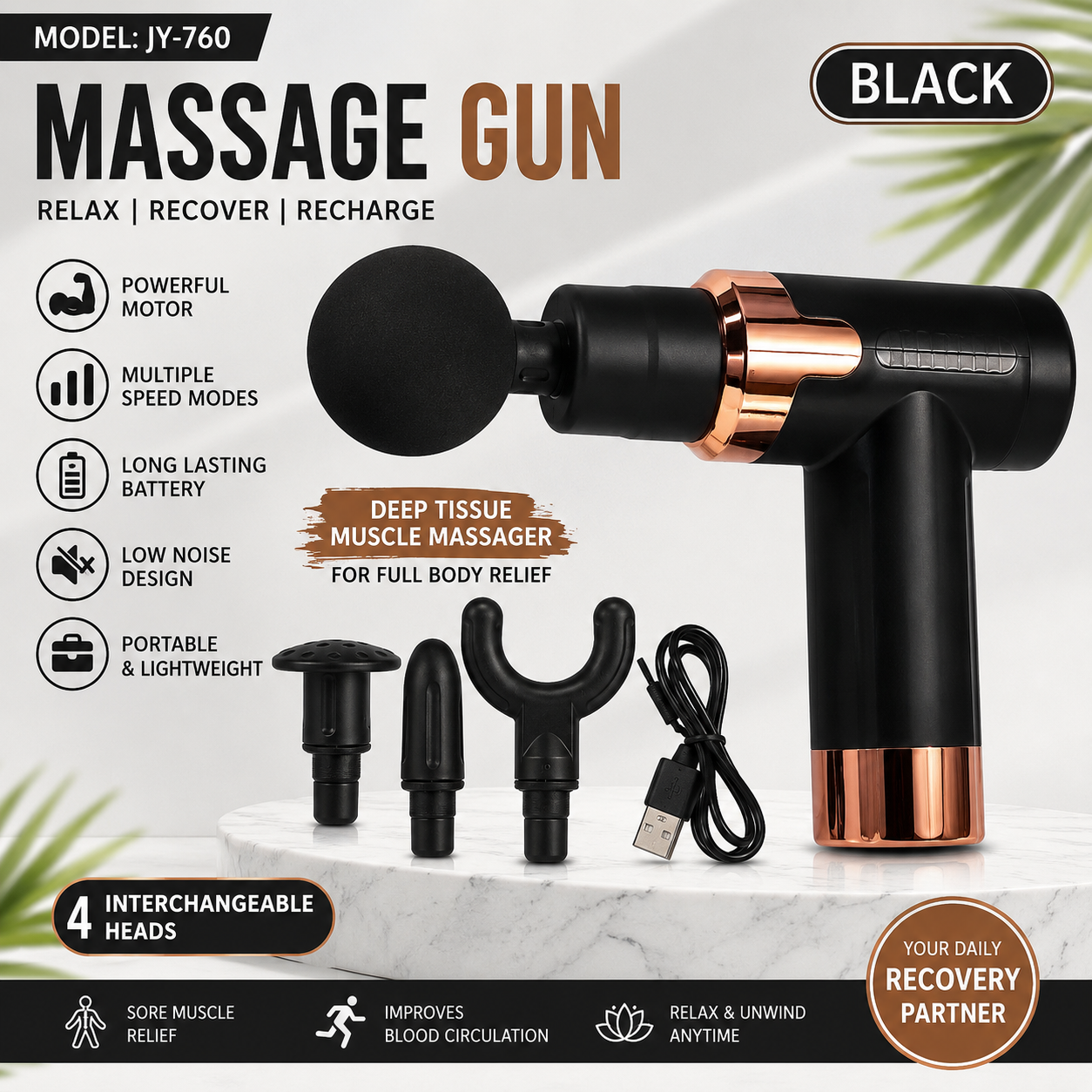 Mini Massage Gun Muscle Massager Portable Rechargeable