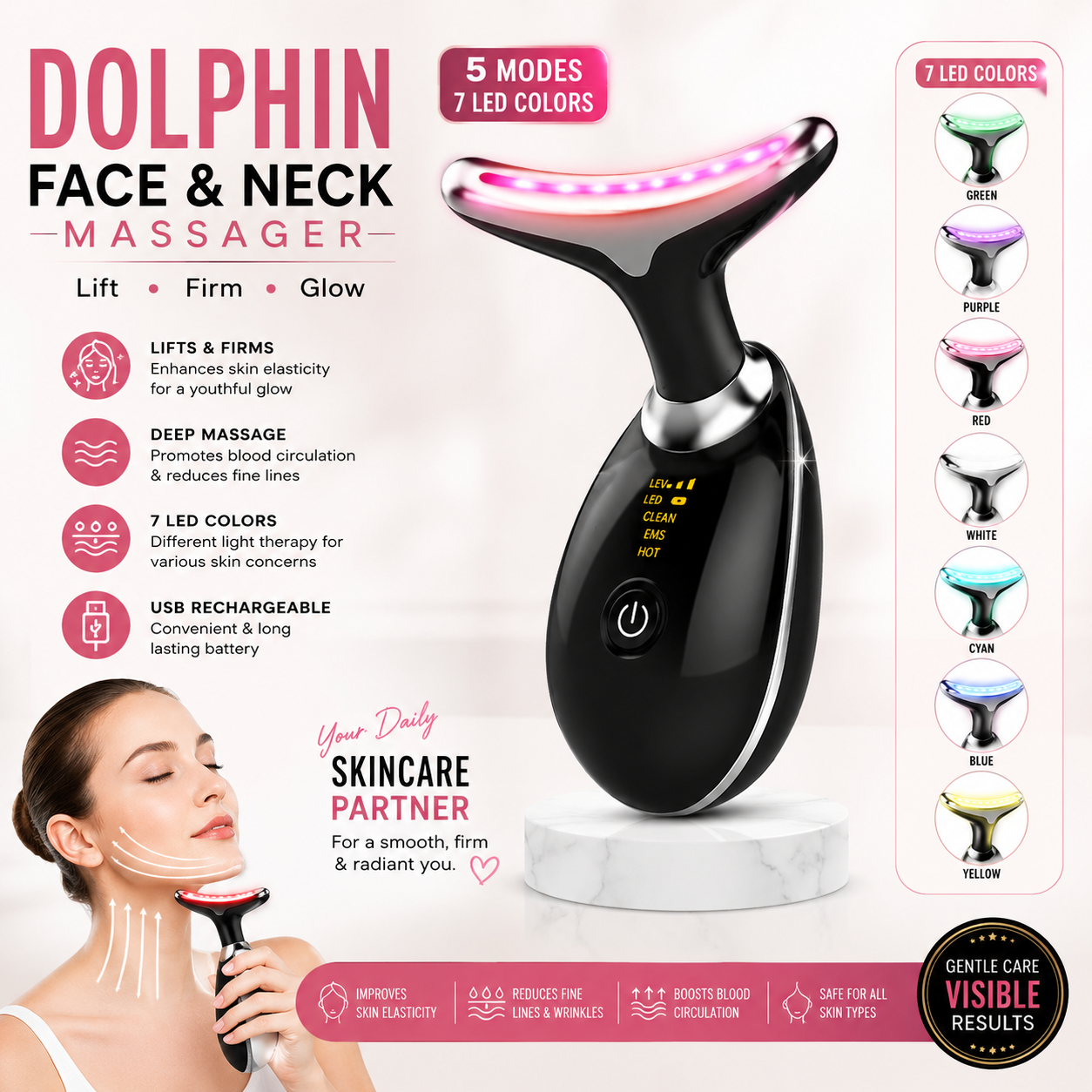 Dolphin Face & Neck Massager Portable Relaxation Massager