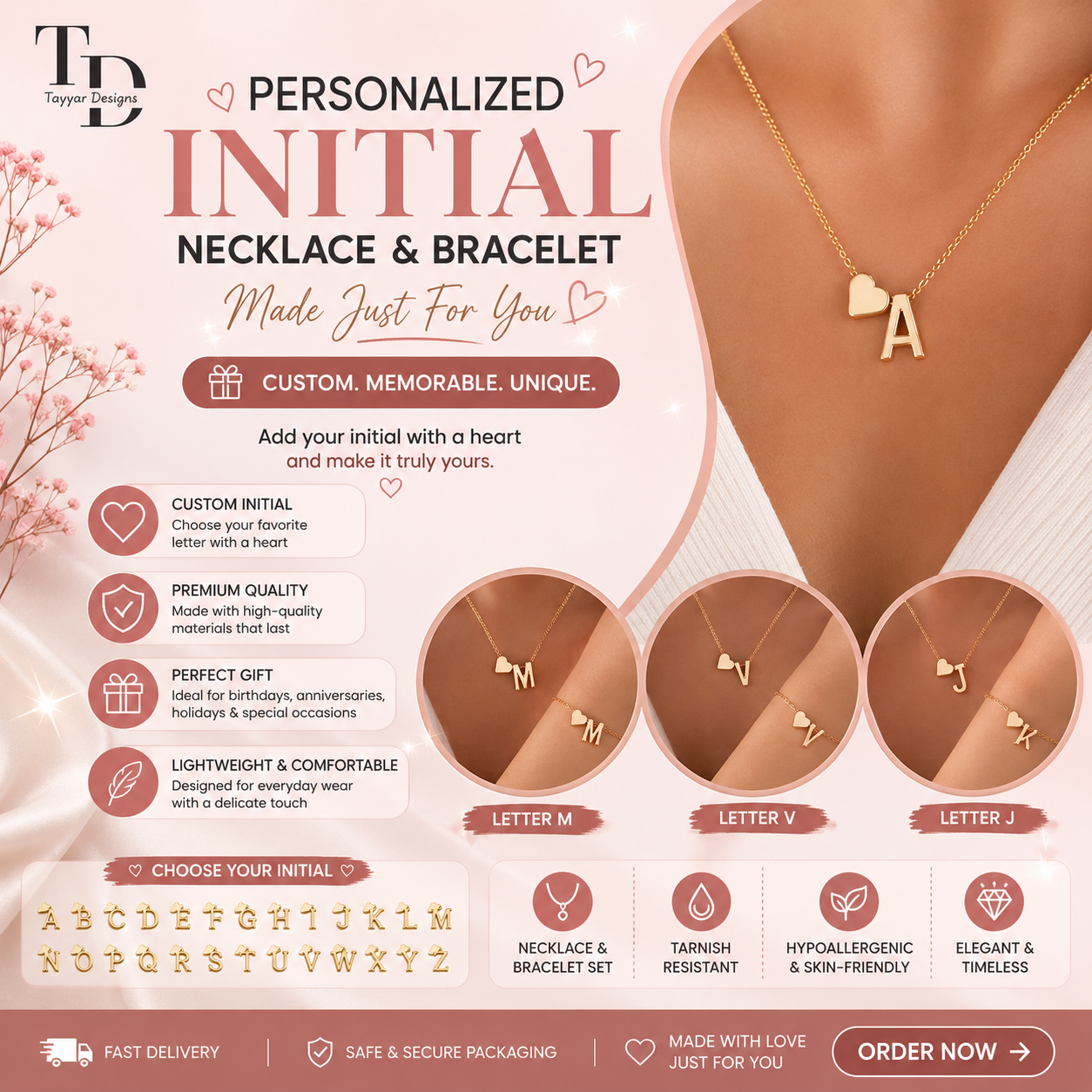 Luxury Golden Glow Locket & Bracelet Set