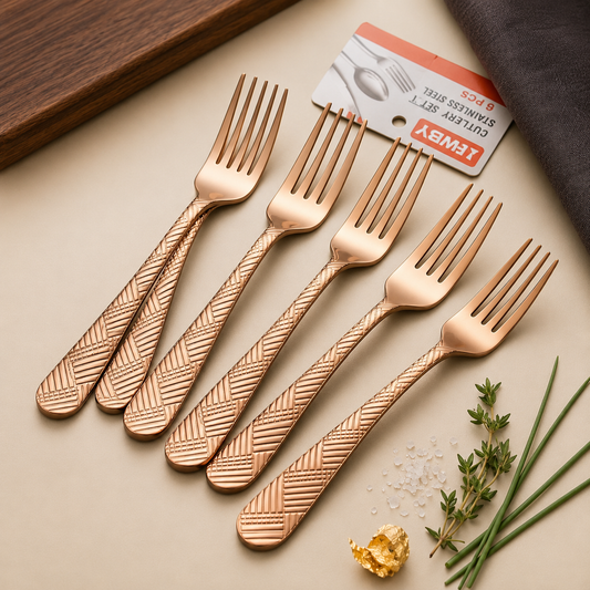 6-Piece Rose Gold Fork Set