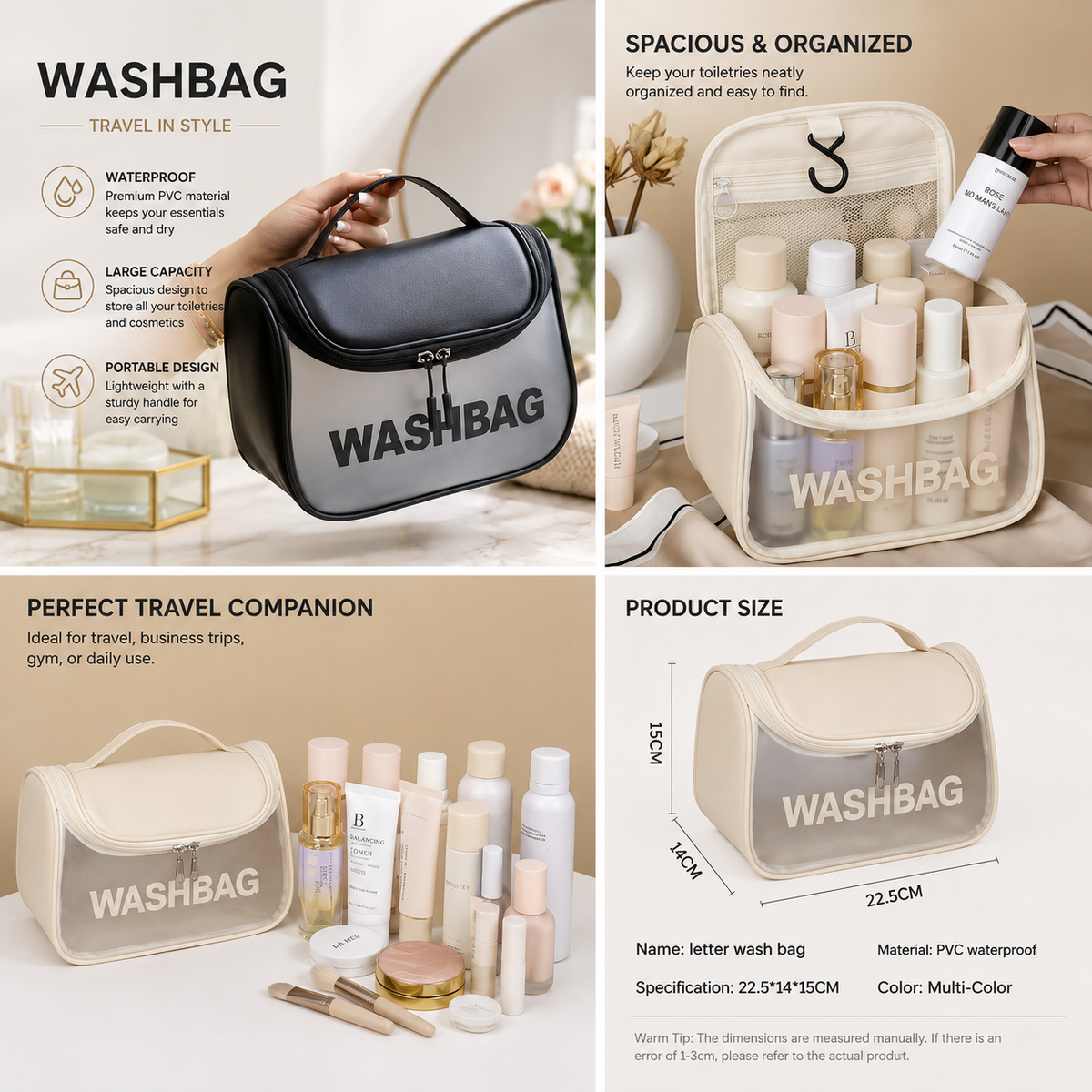 Wash Bag Toiletry & Makeup Pouch