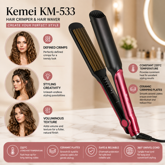 Kemei KM-533 Hair Crimper & Hair Waver