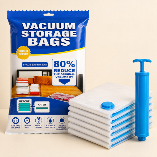 Vacuum Storage Bags – 5 Bags with Suction Pump