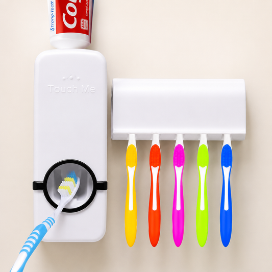 Automatic Toothpaste Dispenser with Toothbrush Holder