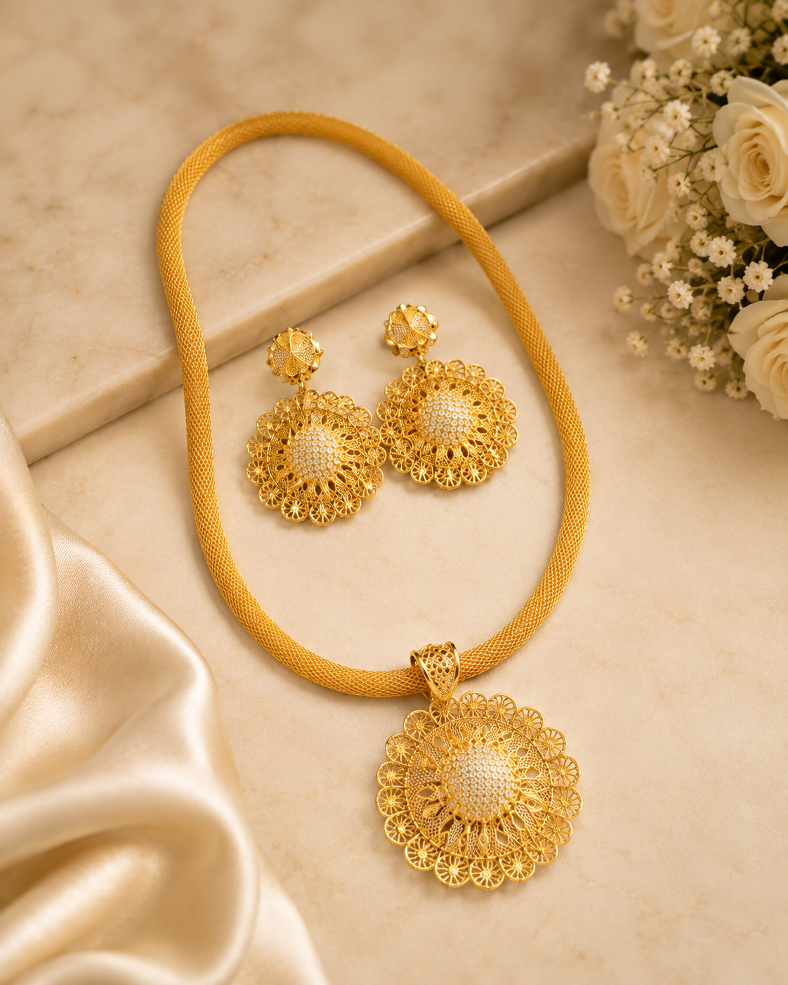 New Fancy Gold Plated Arabic Jewellery Set