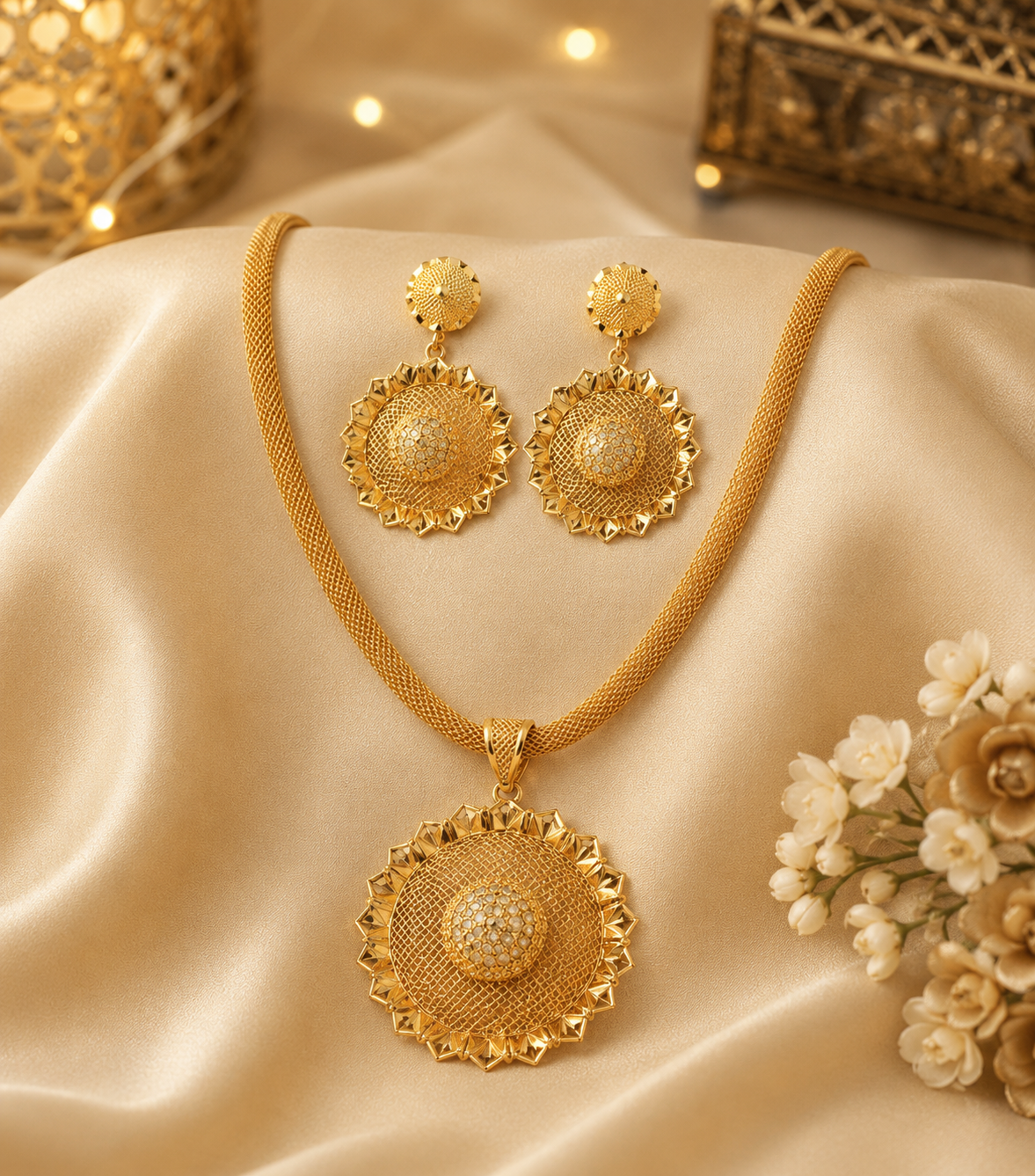 New Fancy Gold Plated Arabic Jewellery Set
