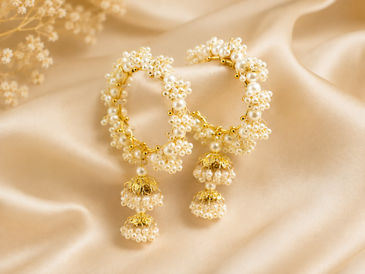 Elegant Pearl Zigzag Kara with Latkan