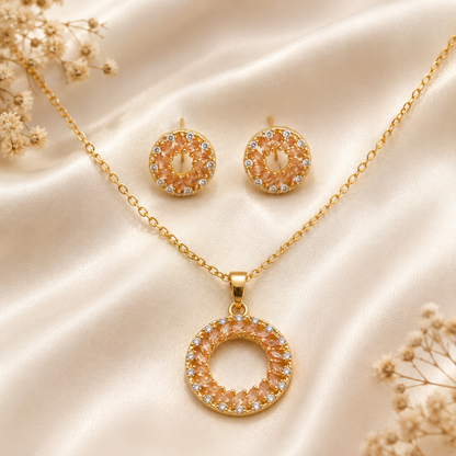 Premium Zircon Chain Locket & Earrings Set