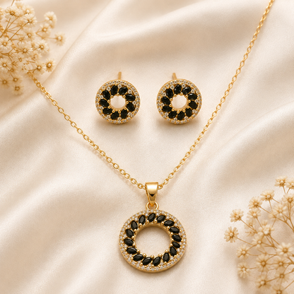 Premium Zircon Chain Locket & Earrings Set