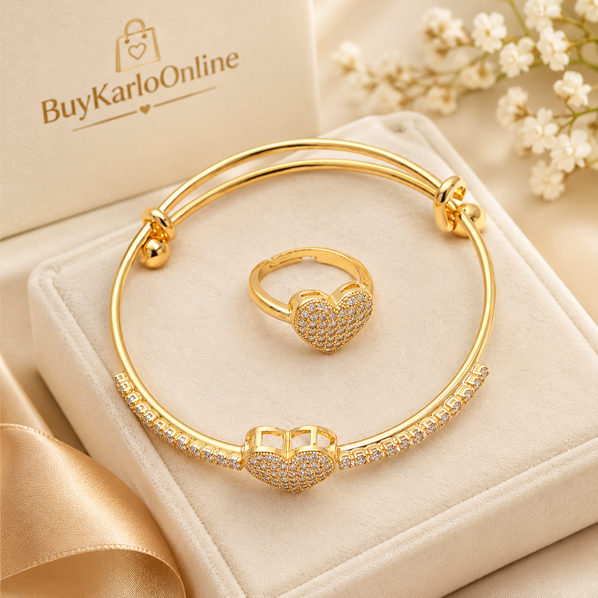 Gold & Silver Ring and Bangle Set