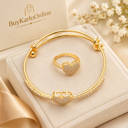 Gold & Silver Ring and Bangle Set