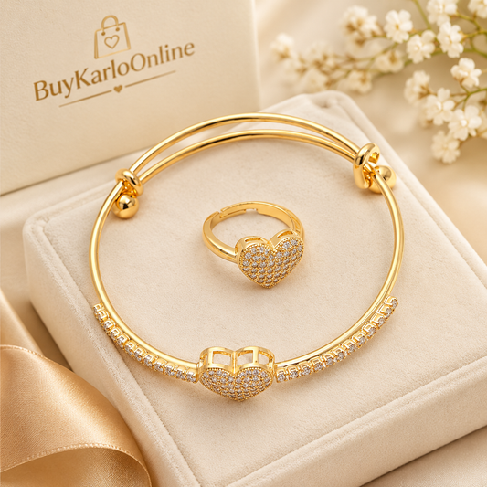 Gold & Silver Ring and Bangle Set