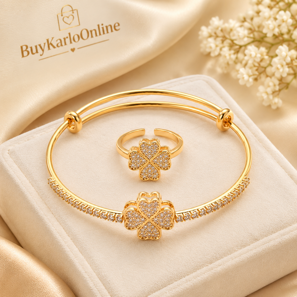 Gold & Silver Ring and Bangle Set