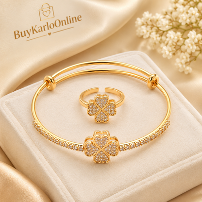 Gold & Silver Ring and Bangle Set