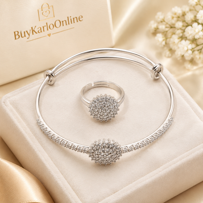 Gold & Silver Ring and Bangle Set