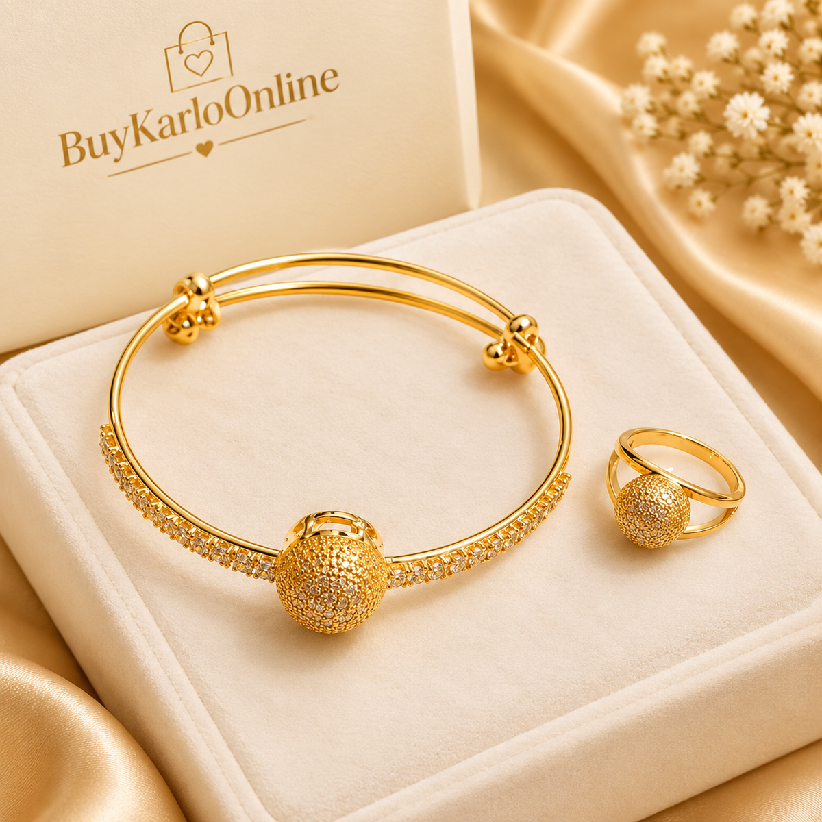Gold & Silver Ring and Bangle Set