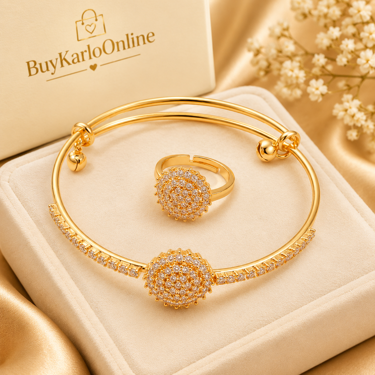 Gold & Silver Ring and Bangle Set
