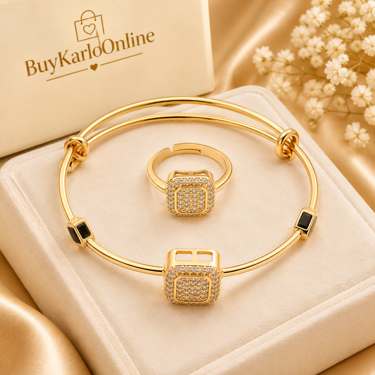 Gold & Silver Ring and Bangle Set
