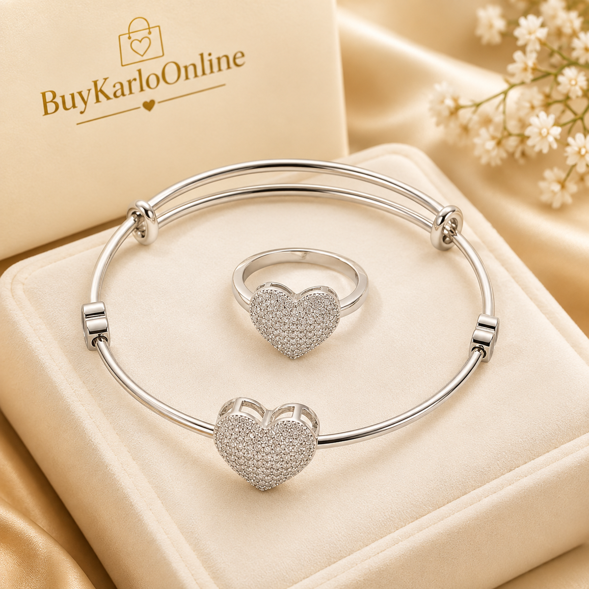 Gold & Silver Ring and Bangle Set