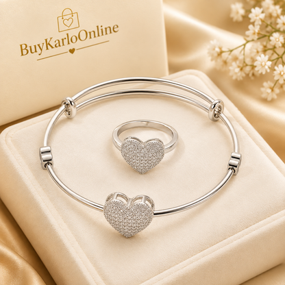 Gold & Silver Ring and Bangle Set