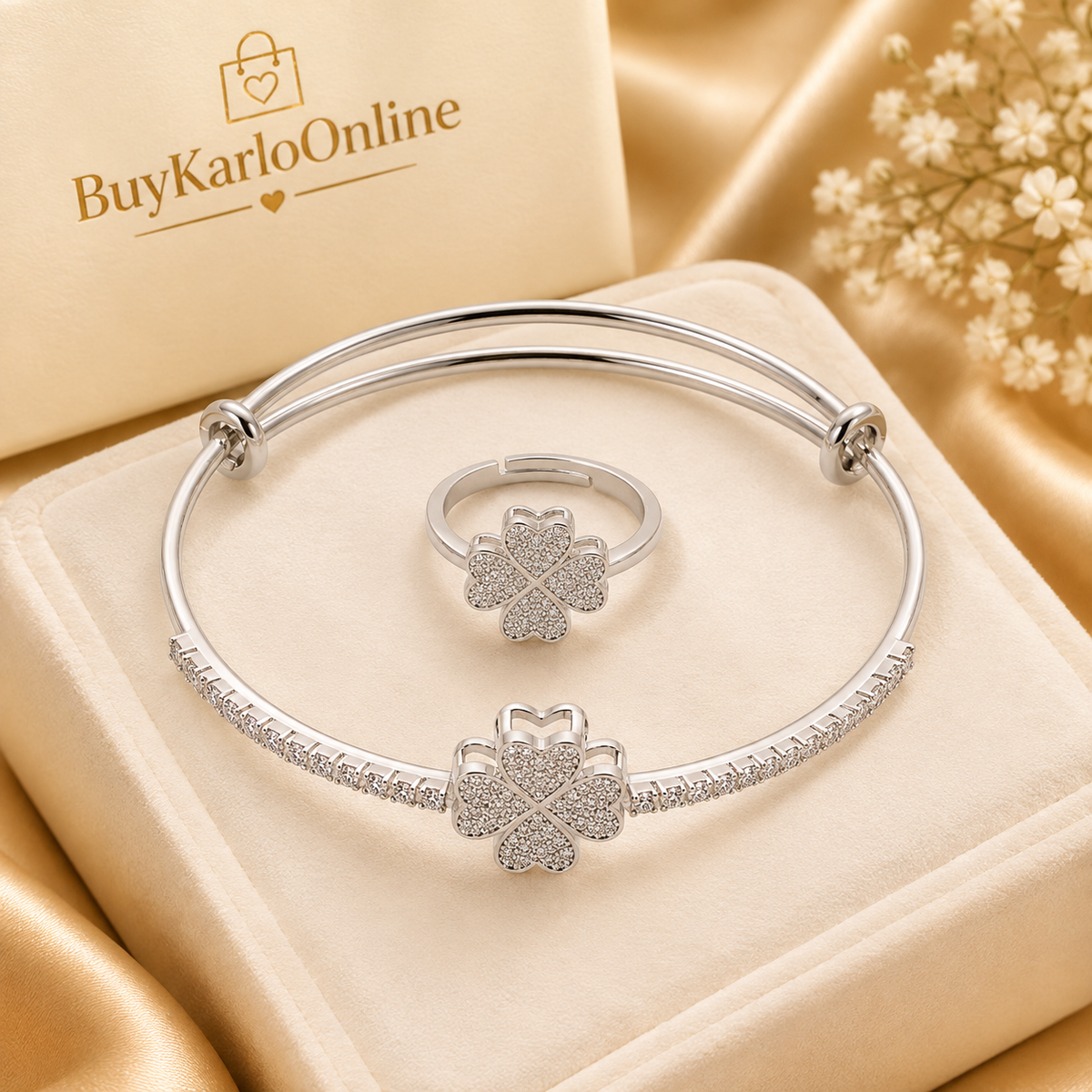 Gold & Silver Ring and Bangle Set
